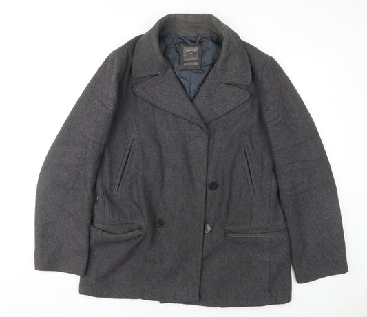 Gap Men's Grey Wool Pea Coat L - Autumn/Winter Classic