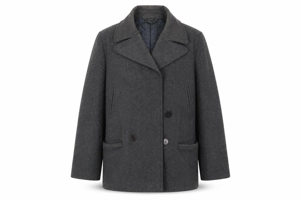 Gap Men's Grey Wool Pea Coat L - Autumn/Winter Classic