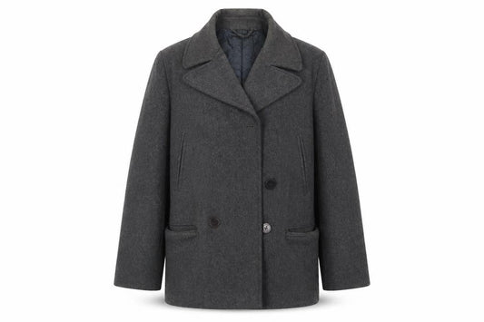 Gap Men's Grey Wool Pea Coat L - Autumn/Winter Classic