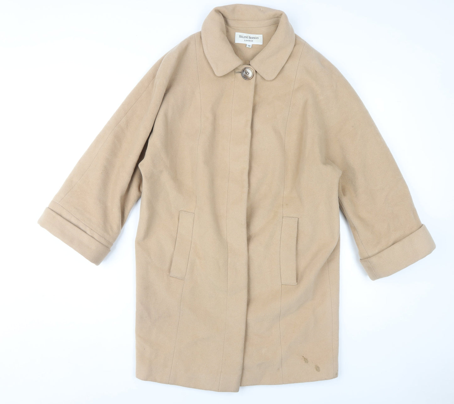 Helene Berman Women's Beige Wool Coat Size 10