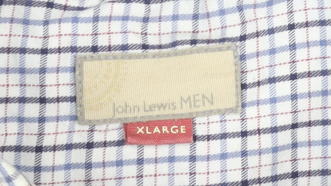 John Lewis Men's XL Blue Check Button-Down Shirt