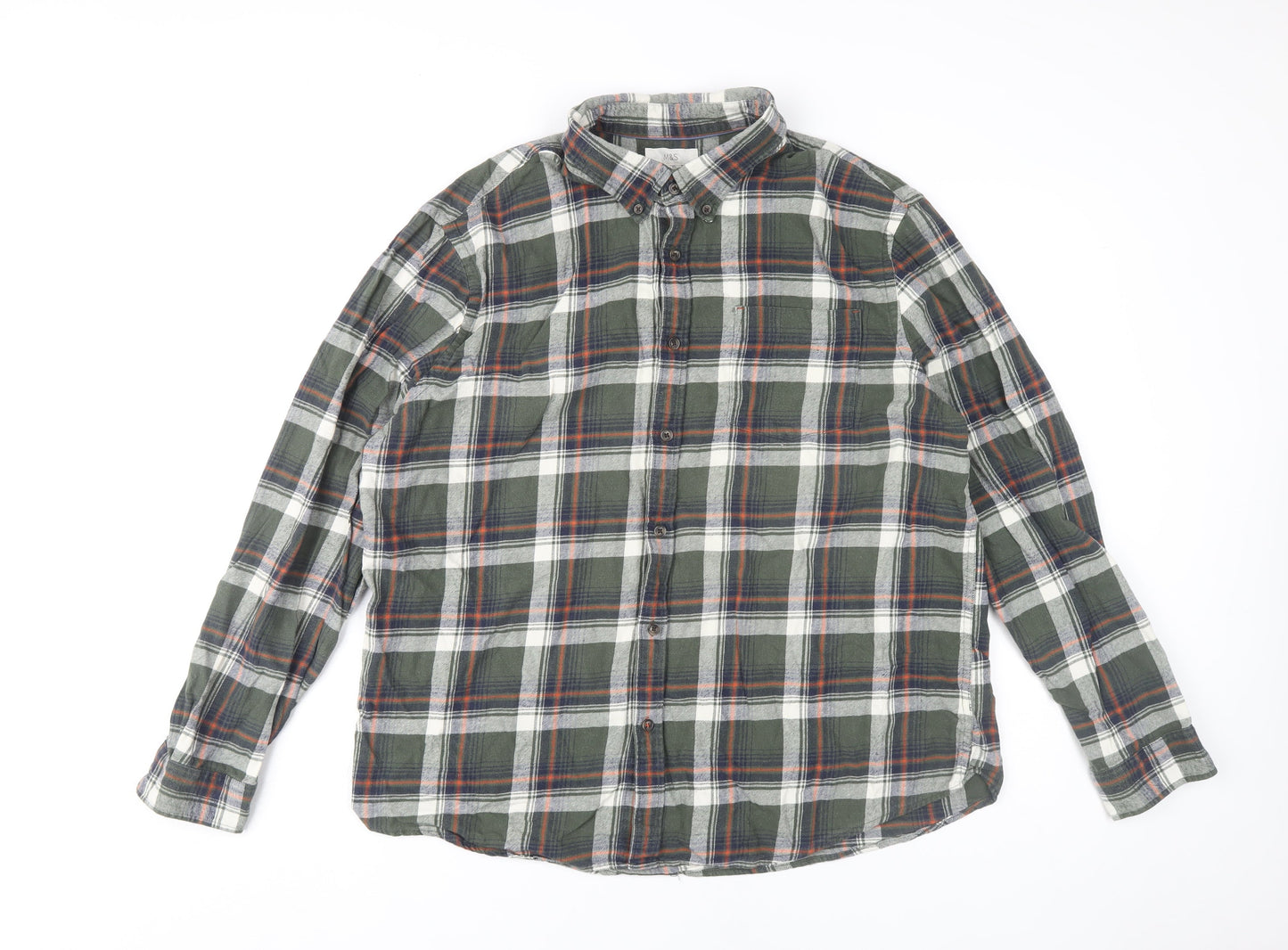 Marks and Spencer Men's 2XL Plaid Button-Up Shirt