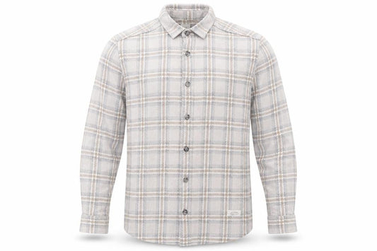 River Island Men's Grey Plaid Button-Up Shirt M