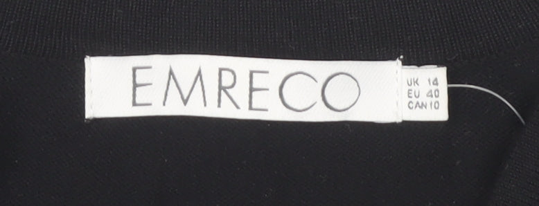 Emreco Women's Black Open Front Cardigan Size 14 Beaded
