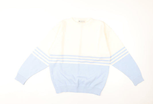 BHS Women's Ivory Blue Striped Pullover Jumper Knit