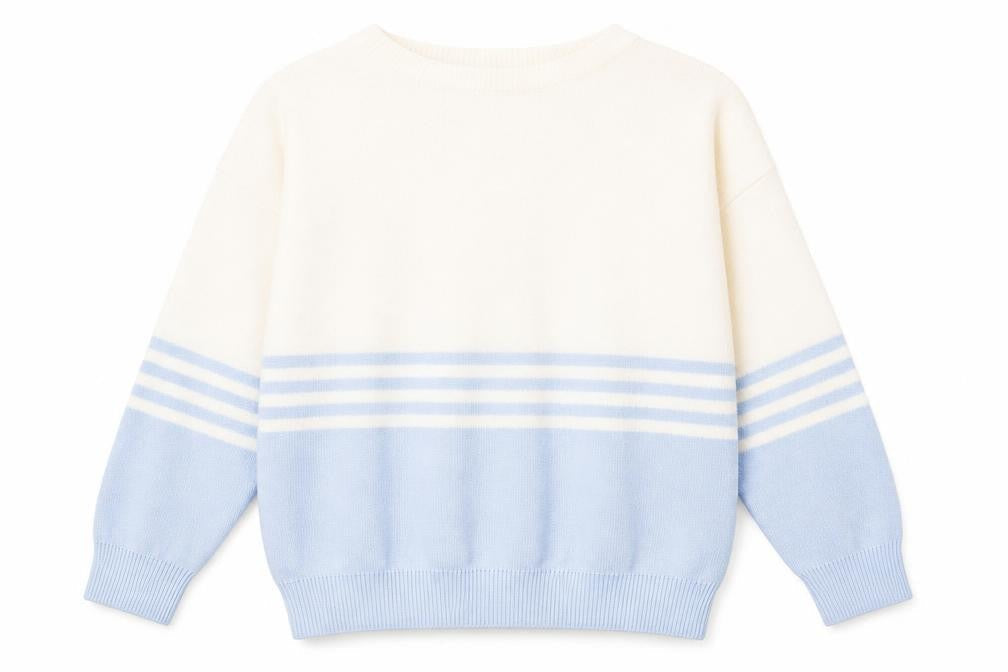 BHS Women's Ivory Blue Striped Pullover Jumper Knit