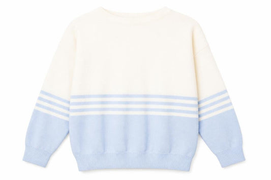 BHS Women's Ivory Blue Striped Pullover Jumper Knit