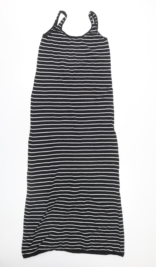 ZARA Women Black Striped Slip Dress S Summer Casual