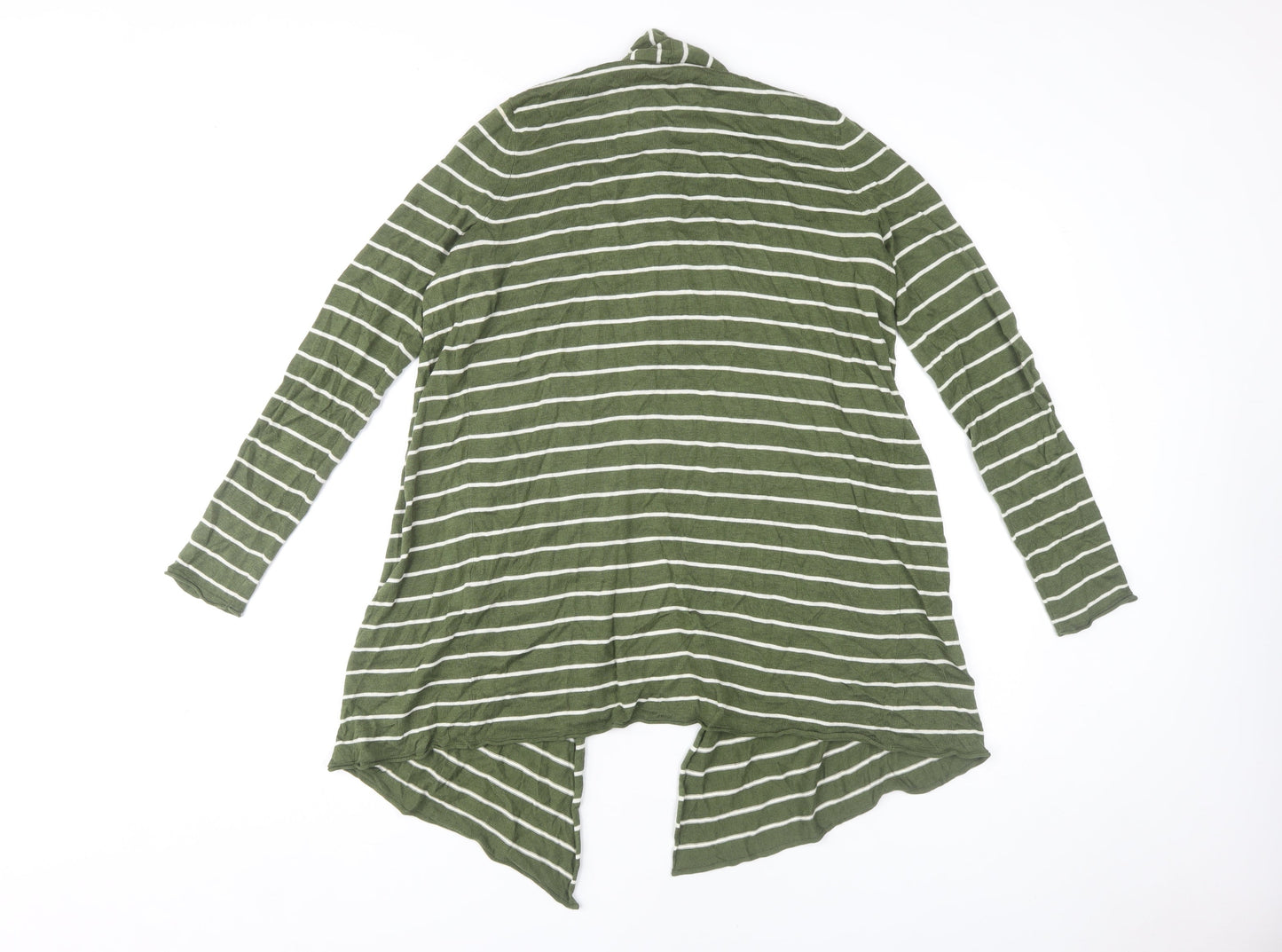 Mauvette Women's Green Striped Open Front Cardigan, Size 10
