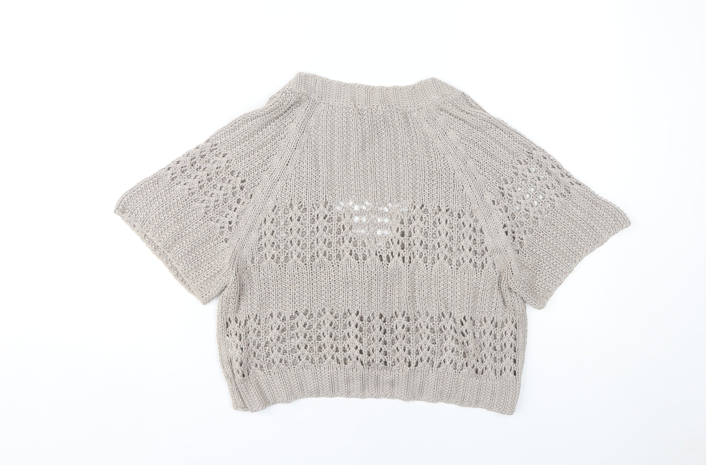 H&M Women's Beige Cardigan M V-Neck Knit Lightweight