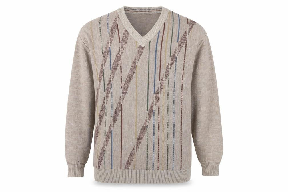 Peter Gribby Men's Beige L Pullover V-Neck Jumper