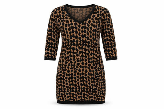Studio M Women's Brown Animal Print Jumper Dress S