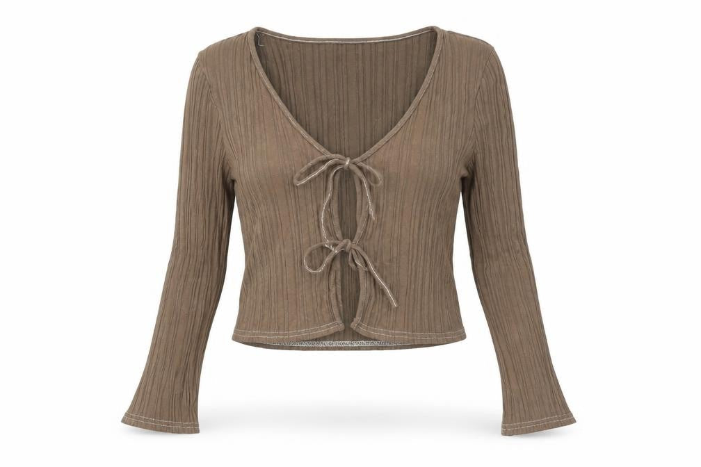 ASOS Women's Brown Cropped V-Neck Blouse, Size 12