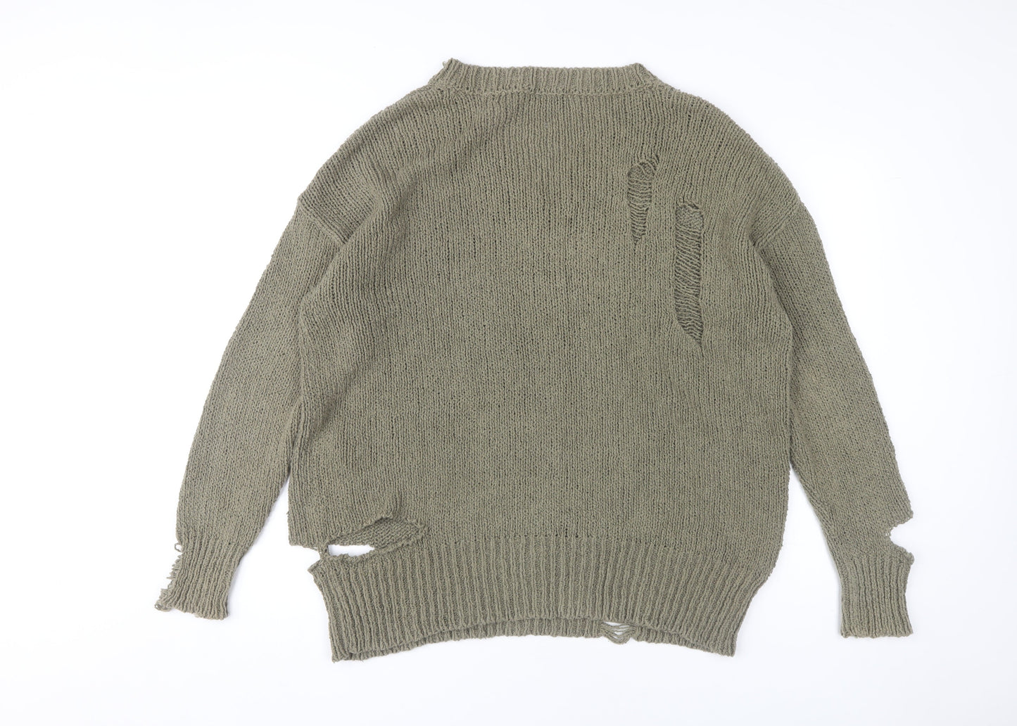 Zara Women's Green V-Neck Pullover Jumper M