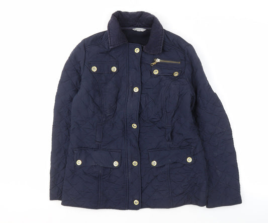 Marks and Spencer Women's Blue Quilted Jacket Size 10