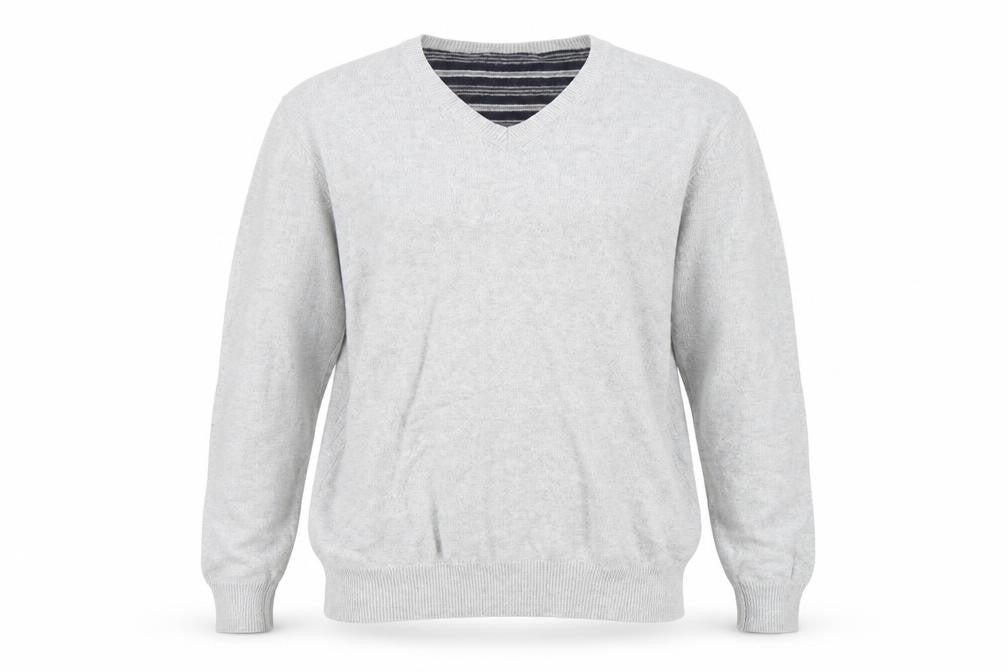 Marks & Spencer Men’s Grey V-Neck Cotton Pullover Jumper