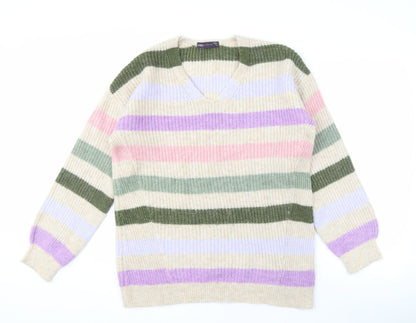 Marks & Spencer Women's Multicoloured V-Neck Jumper M