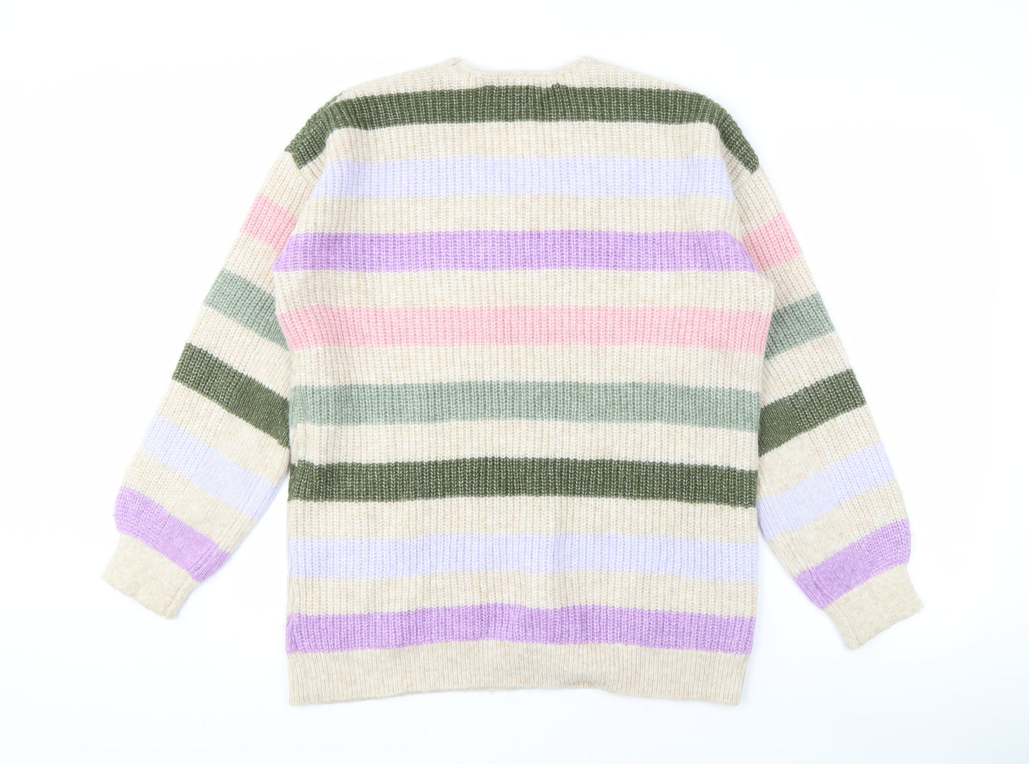 Marks and Spencer Women's Multicoloured V-Neck Jumper M