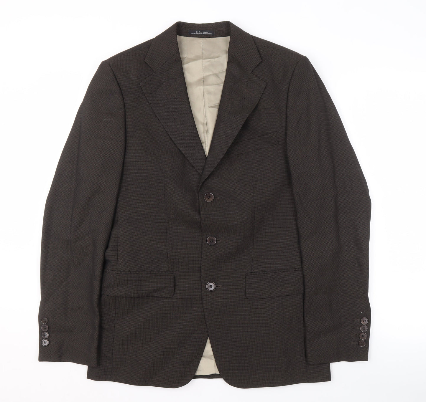 Zara Men's Brown Blazer 36 Notch Lapel Business Jacket