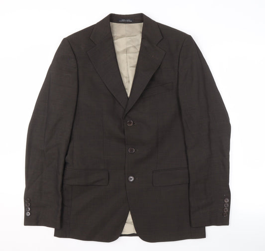 Zara Men's Brown Blazer 36 Notch Lapel Business Jacket