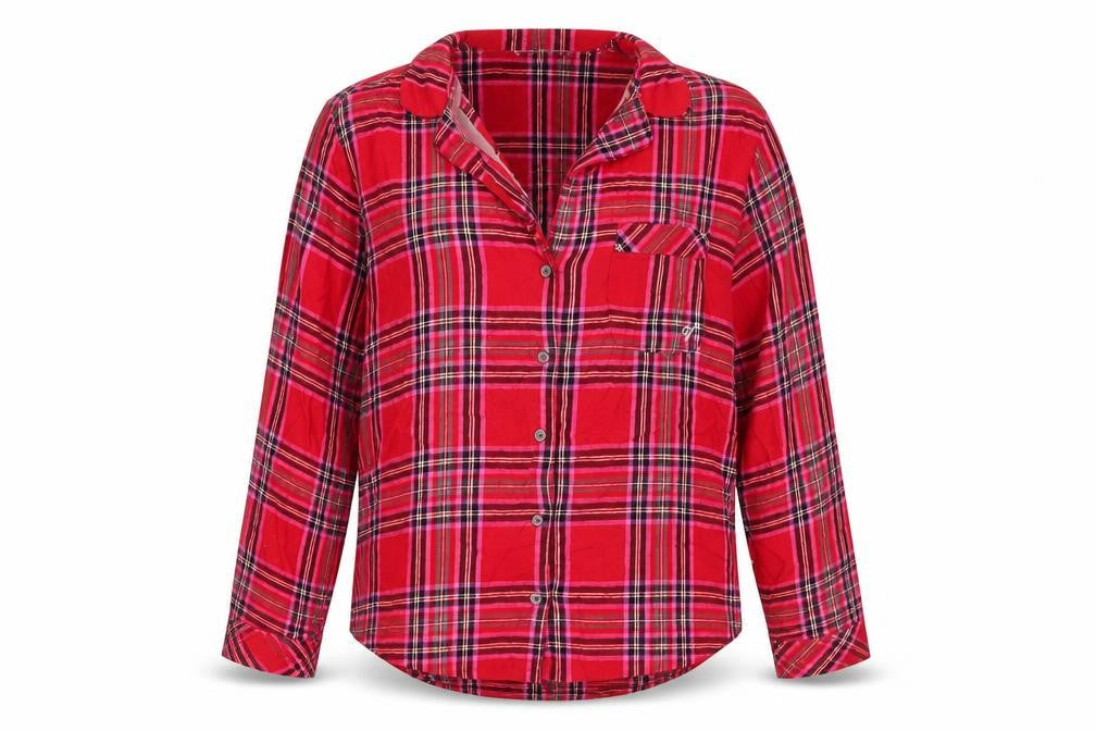 Victoria's Secret Women's Red Plaid Pyjama Top M