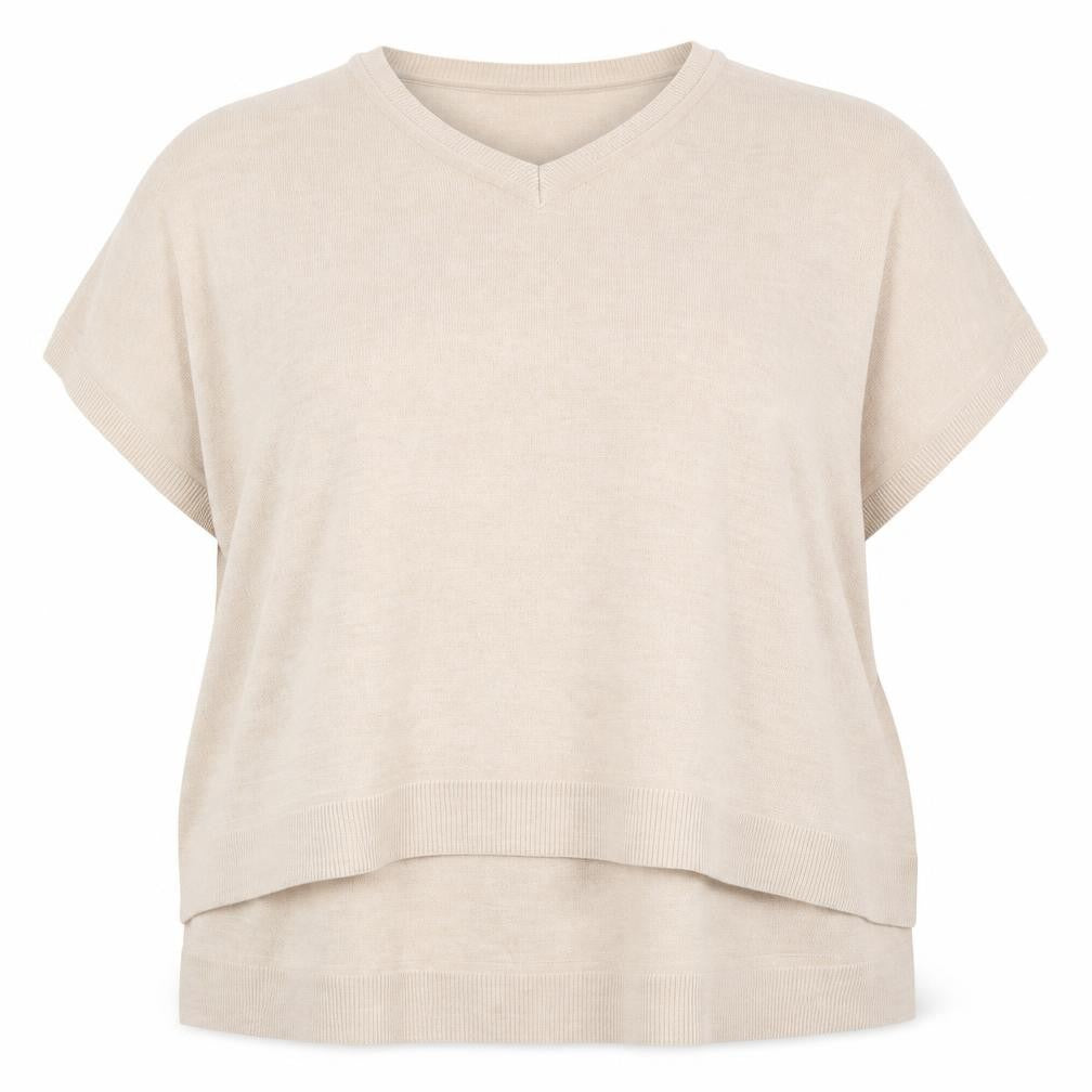Very Women's Beige Cotton Pullover Jumper V-Neck Size 16-18