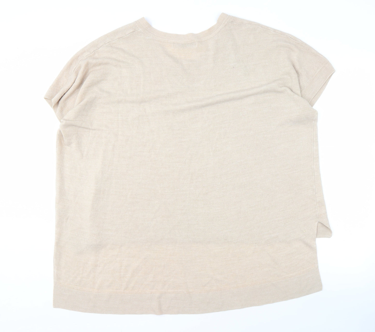 Very Women's Beige Cotton Pullover Jumper V-Neck Size 16-18