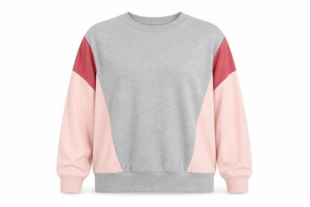 New Look Women's Grey Pink Colourblock Pullover Sweatshirt S
