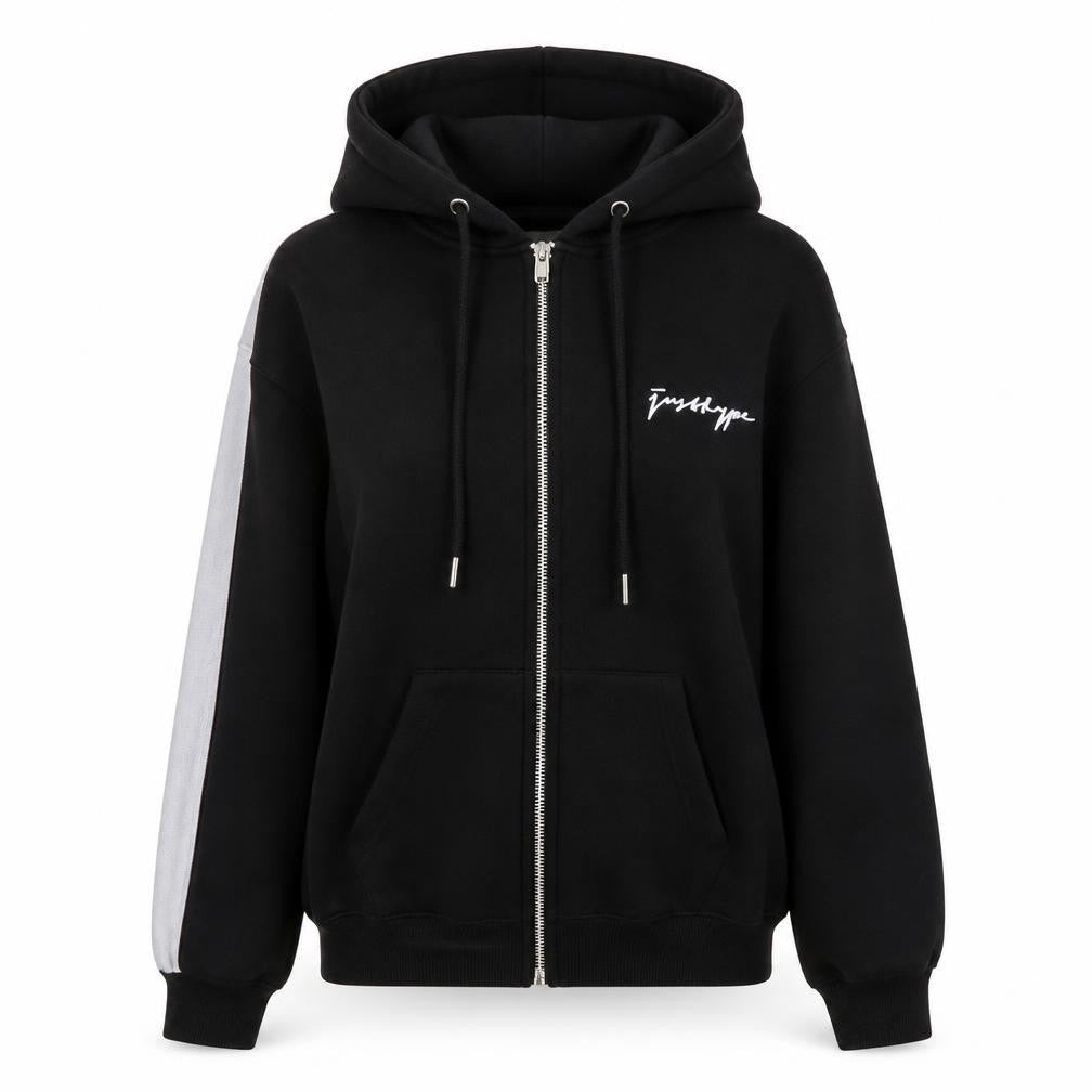 Justhype Women's Black Full Zip Hoodie, Size 4