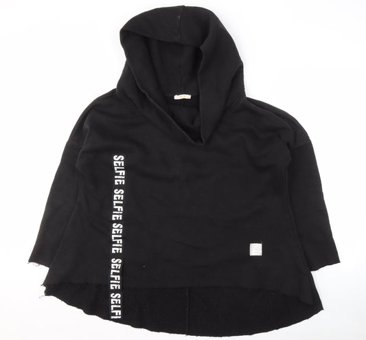 MEGI Women's Black S Pullover Hoodie, Logo Accent