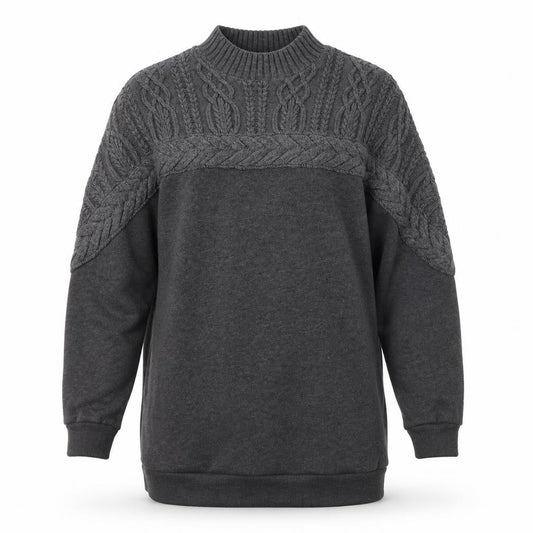 River Island Men's Grey High Neck Cable-Knit Jumper M