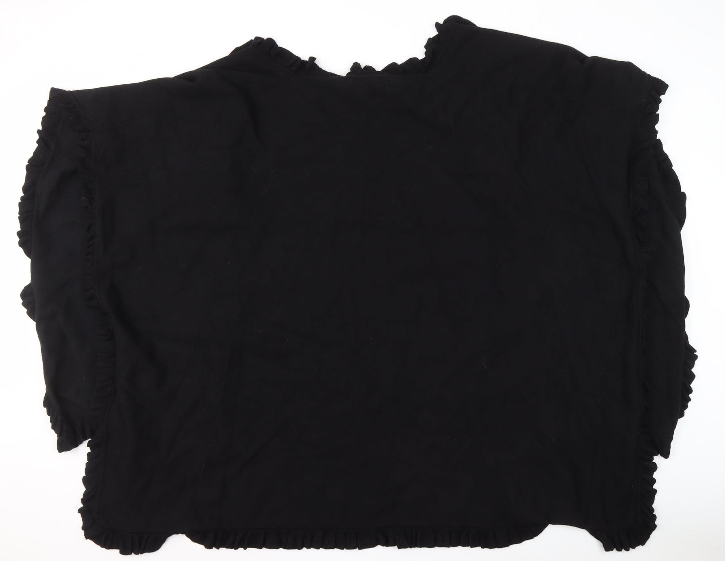 Michele Hope Women's Black Ruffle Open Front Cardigan S