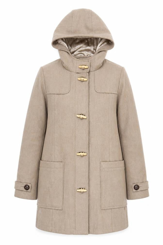 Blend Women's Beige XS Hooded Wool Duffle Coat