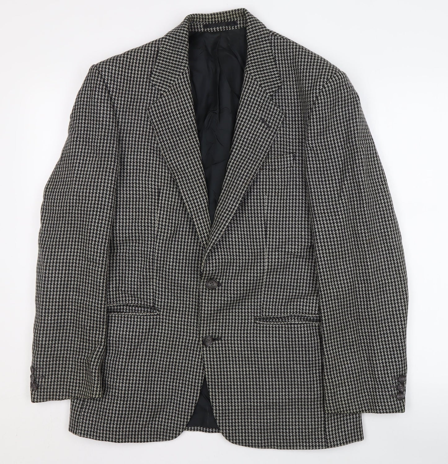 St Michael Men's Grey 36R Check Wool Blazer