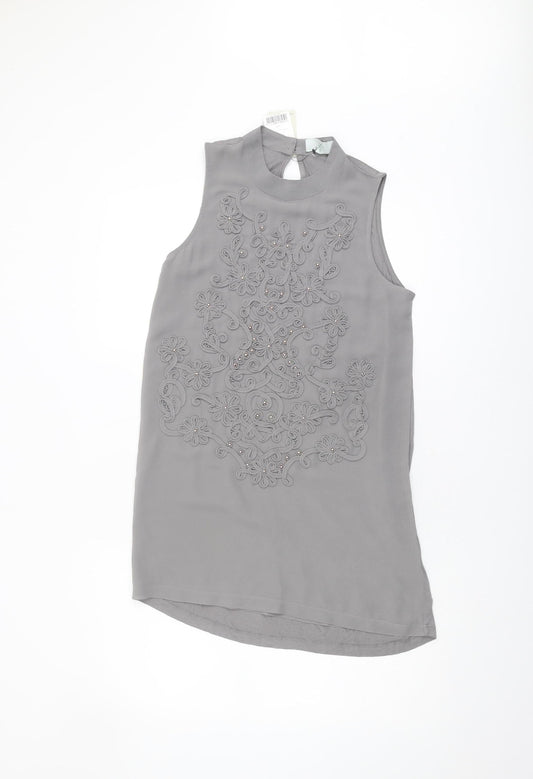 Next Women's Grey Sleeveless High Neck Top UK 8