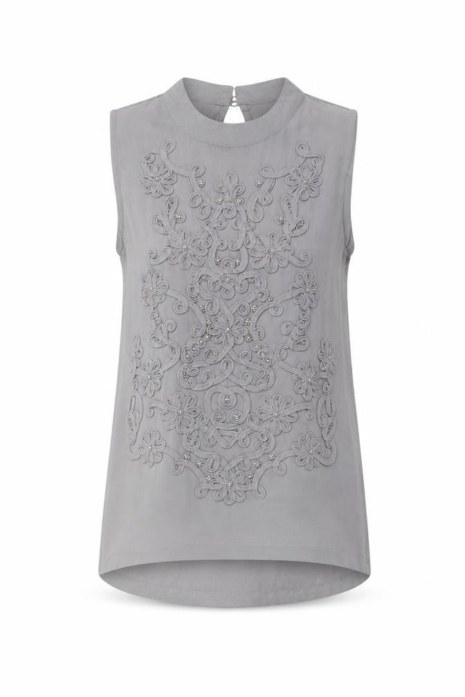 Next Women's Grey Sleeveless High Neck Top UK 8