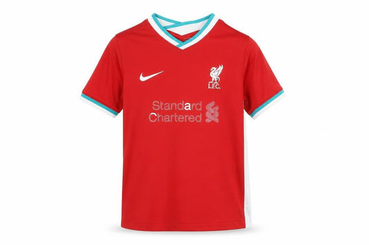 Front view of Nike boys’ red football jersey t-shirt, 6-7 years, sports style