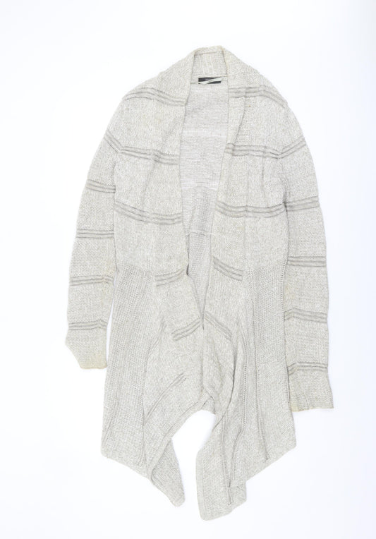 Esprit Women's Beige Open Front Cardigan M Striped