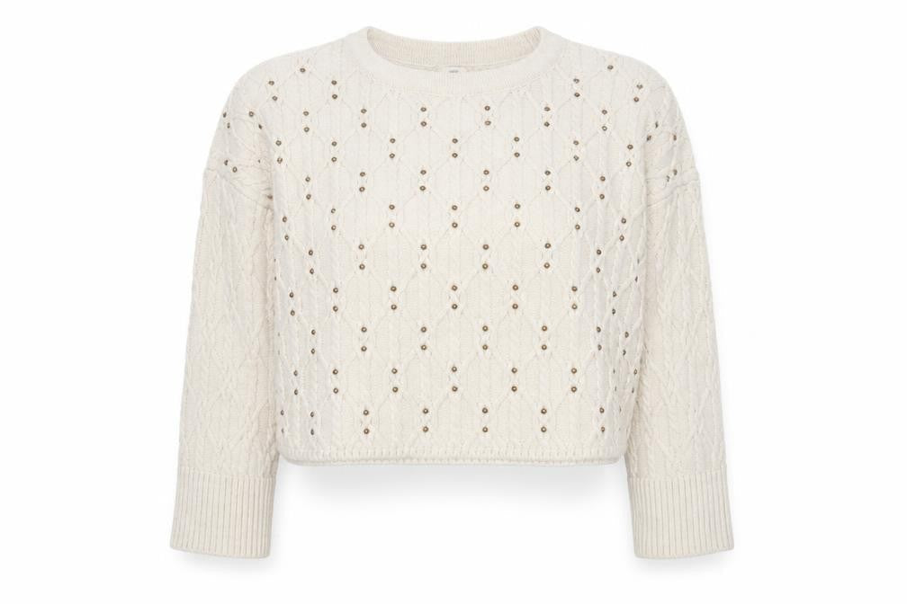 River Island Women's Ivory Cable-Knit Pullover Jumper M