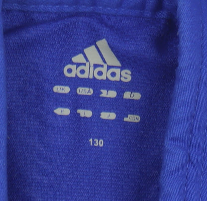 Brand and care label for Adidas boys’ blue jacket 9-10 years activewear