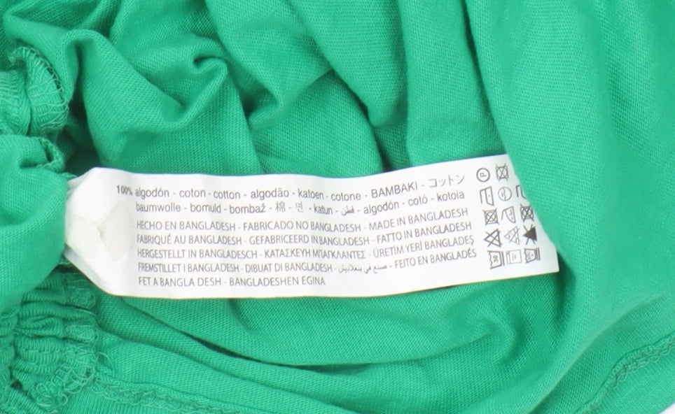 Zara Women's Green T-Shirt, Size 12, Crew Neck, Casual