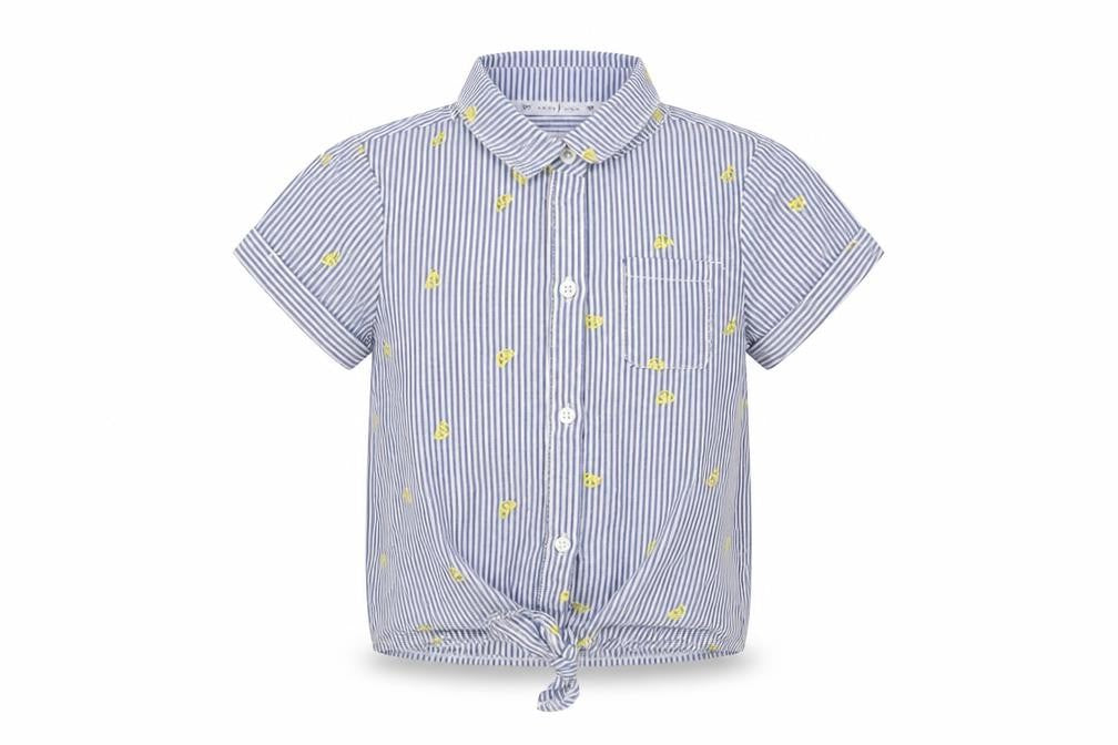 Jasper Conran Girls Blue Striped Button-Up Shirt 8 Years