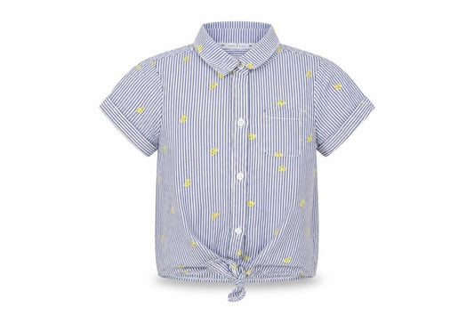 Front view of Jasper Conran girls’ blue striped button-up shirt 8 years