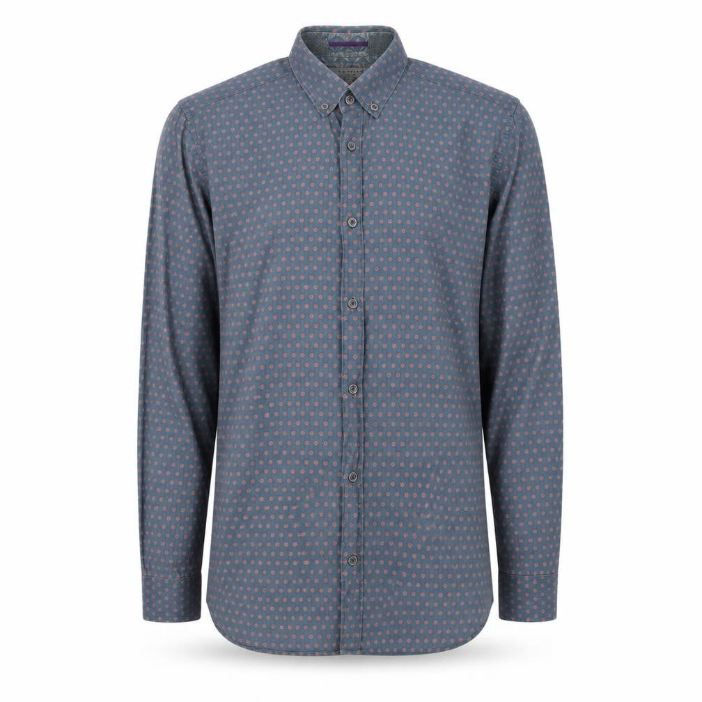 Ted Baker Men's Blue Geometric Shirt, Size M, Long Sleeve