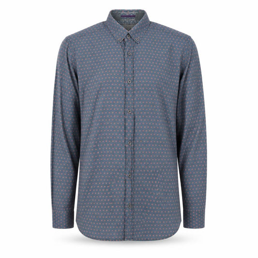 Ted Baker Men's Blue Geometric Shirt, Size M, Long Sleeve