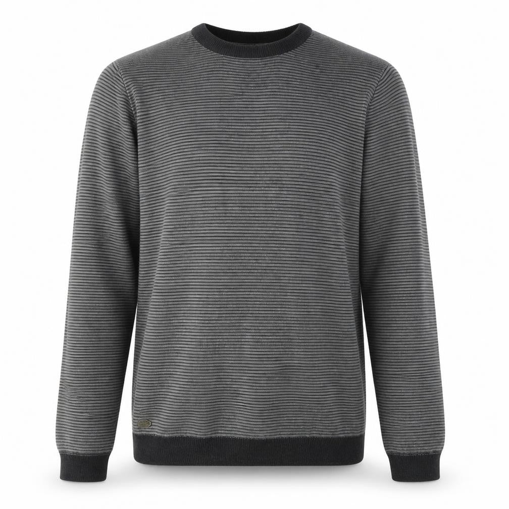 Tokyo Laundry Men's Grey Striped Pullover Jumper