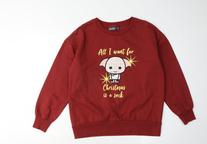 Harry Womens Potter Red Christmas Sweatshirt Small
