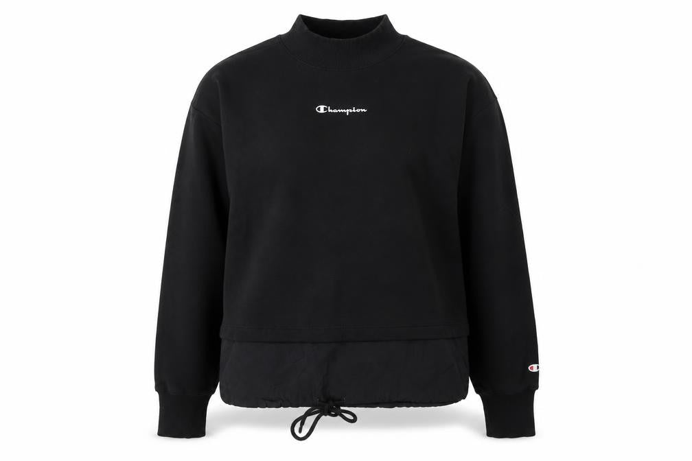 Champion Unisex Black Sweatshirt M, Mock Neck, Logo
