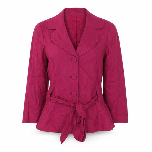 Laura Ashley Women's Pink Linen Blazer, Size S, Belted