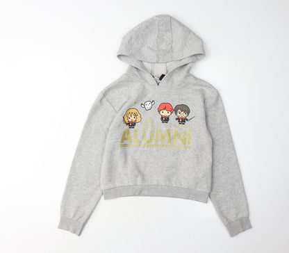Front view of Harry Potter girls’ grey pullover hoodie - 10-11 years